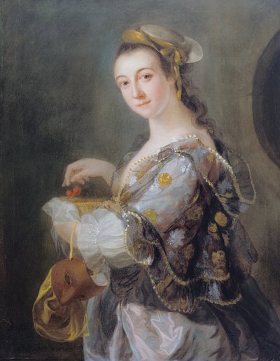 Ritratto di una signora con maschera e ciliegie da Benjamin Wilson